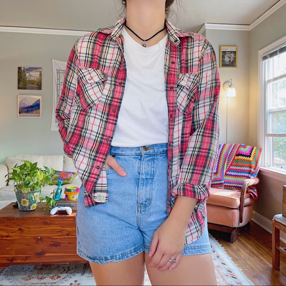 American Living Tops - red flannel shirt